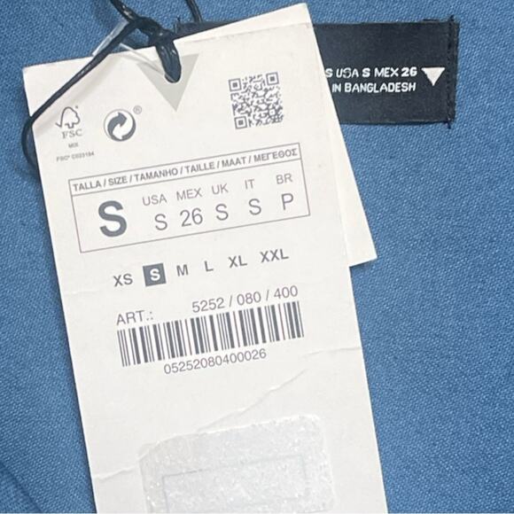 NWT Zara Button Front Mini Denim Utility Dress Blue Size Size Small - Picture 10 of 10